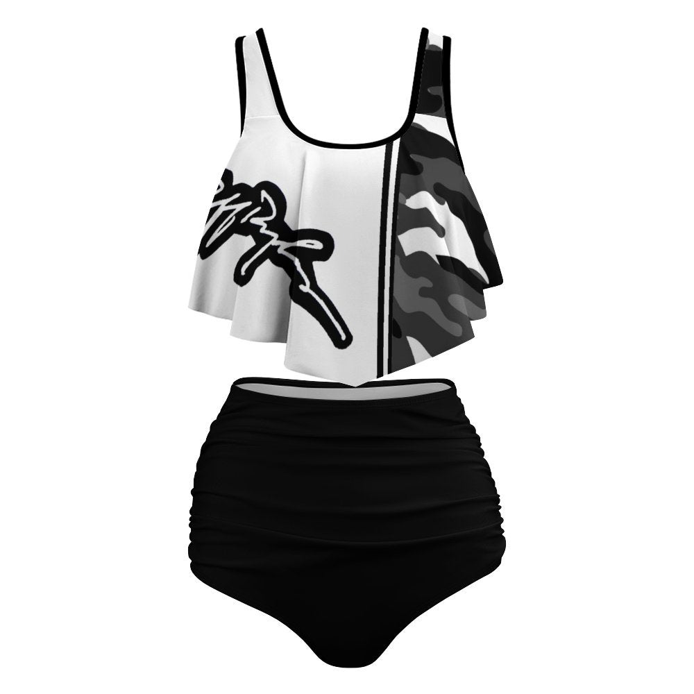 Wht/Camo Flounce Two-piece Plus Sized Swimsuit