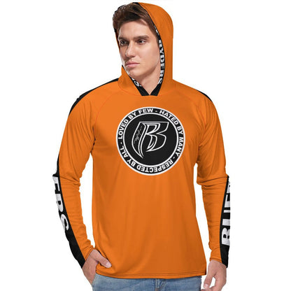 RR Long Sleeve Sun Protection Hoodie Orange - Add your name.