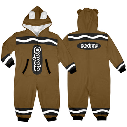 Kids Crayon Onesie Brown