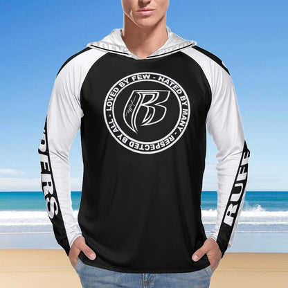 RR Long Sleeve Sun Protection Hoodie Blk/Wht - Add your name.