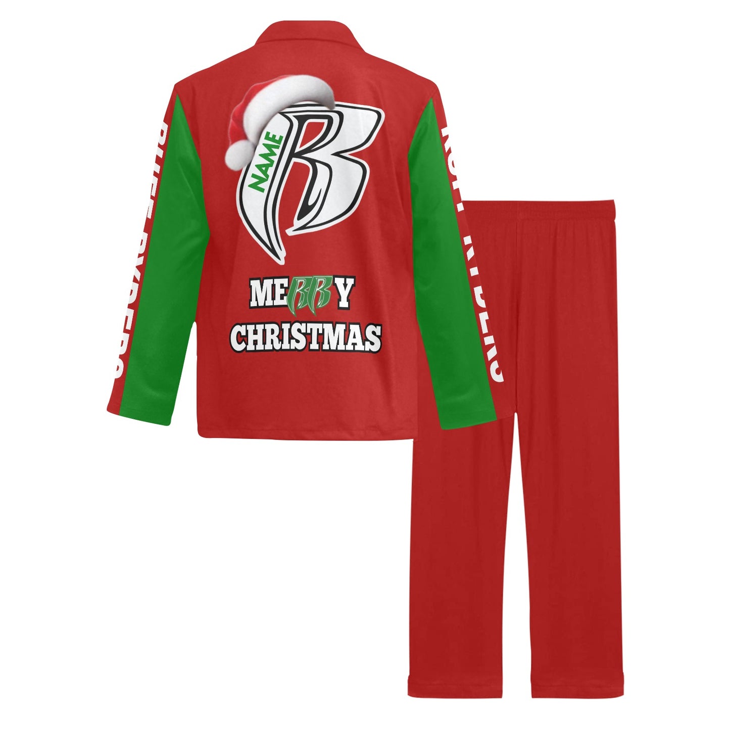 RR Christmas Pajamas - Mens Rd/Grn/Wht Ruff Ryders - ADD YOUR NAME