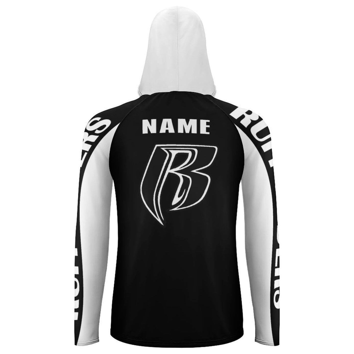 RR Long Sleeve Sun Protection Hoodie Blk/Wht - Add your name.