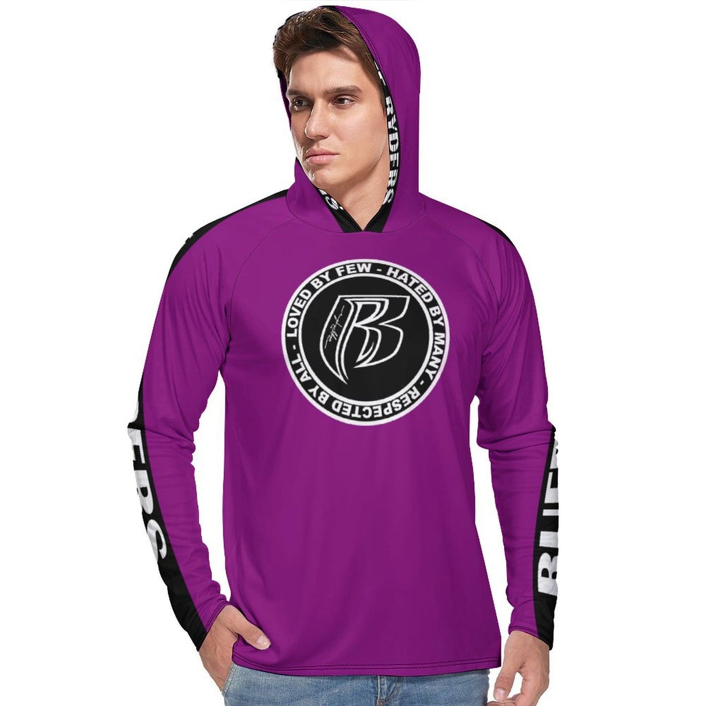 RR Long Sleeve Sun Protection Hoodie Purple - Add your name.