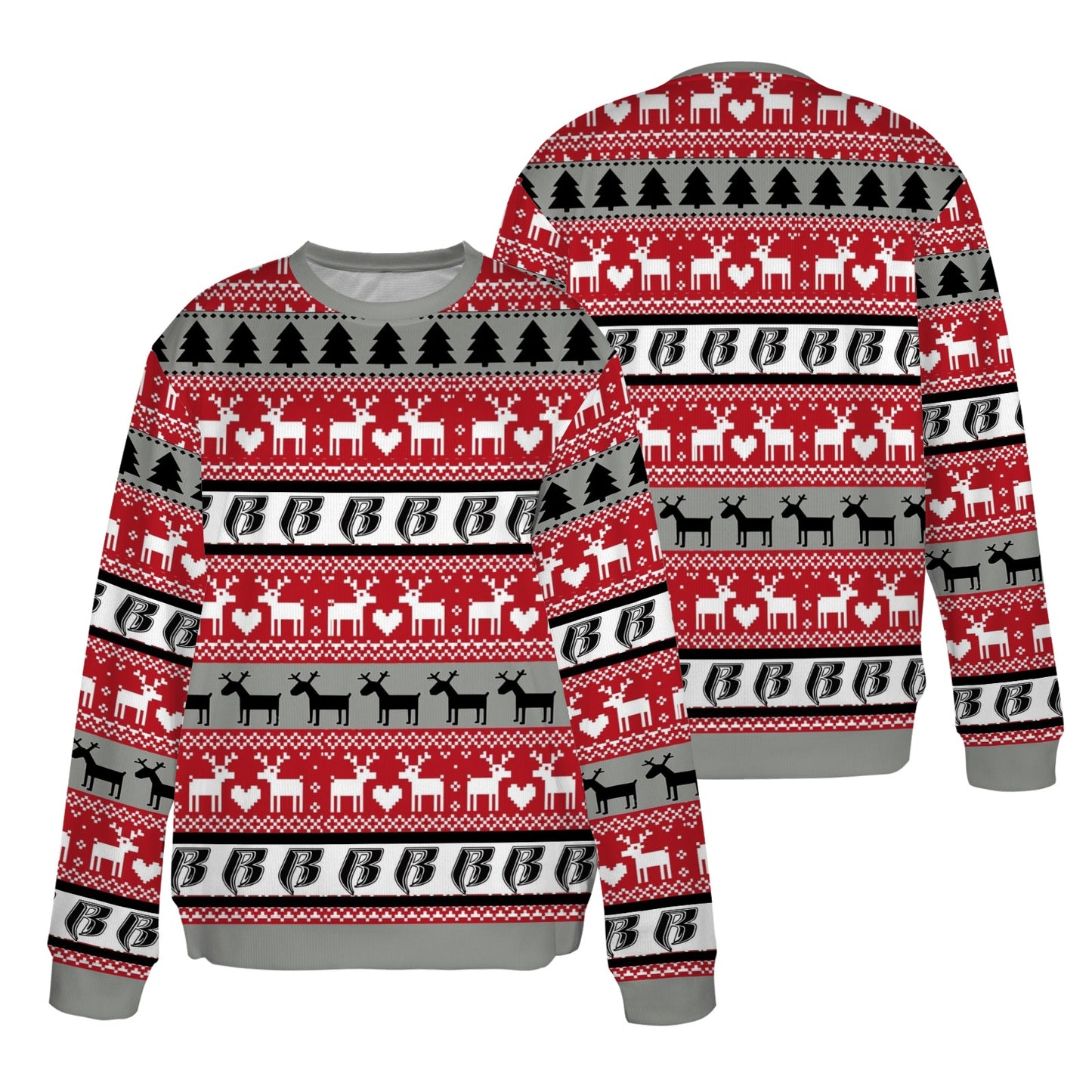 RR Christmas Ribbed Acrylic Mock Sweater Blk/Red/Gry