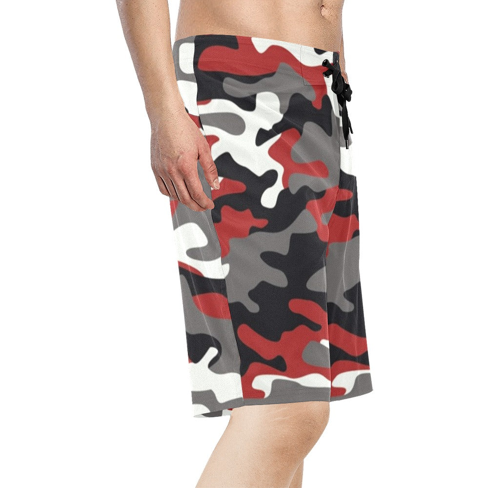 Fort Worth Casual Board Shorts Red Camo