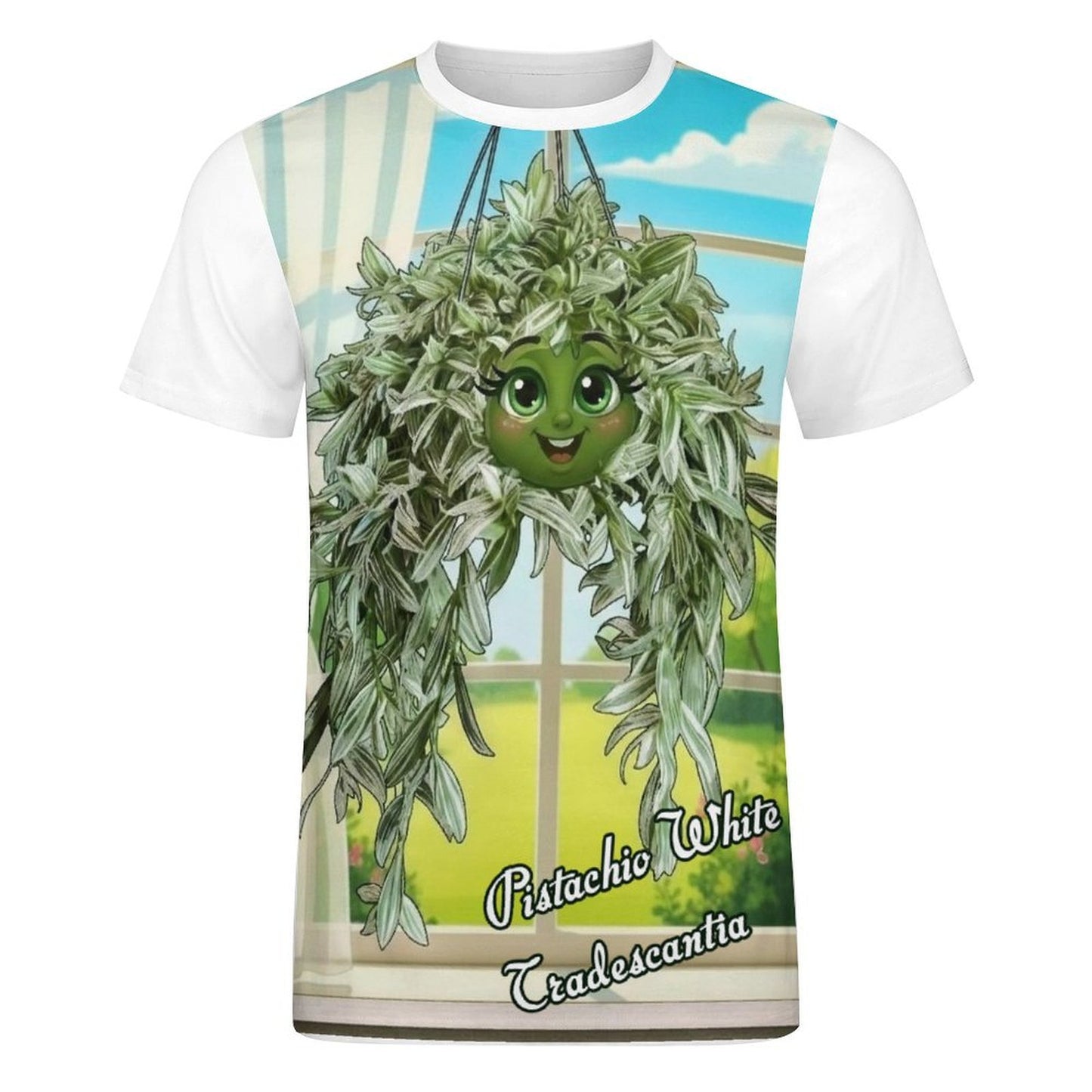 Plant Love Ice Silk Tee - Pistachio White Tradescantia