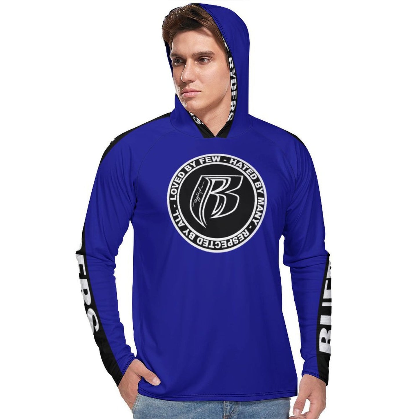 RR Long Sleeve Sun Protection Hoodie Royal - Add your name.