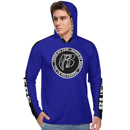 RR Long Sleeve Sun Protection Hoodie Royal - Add your name.