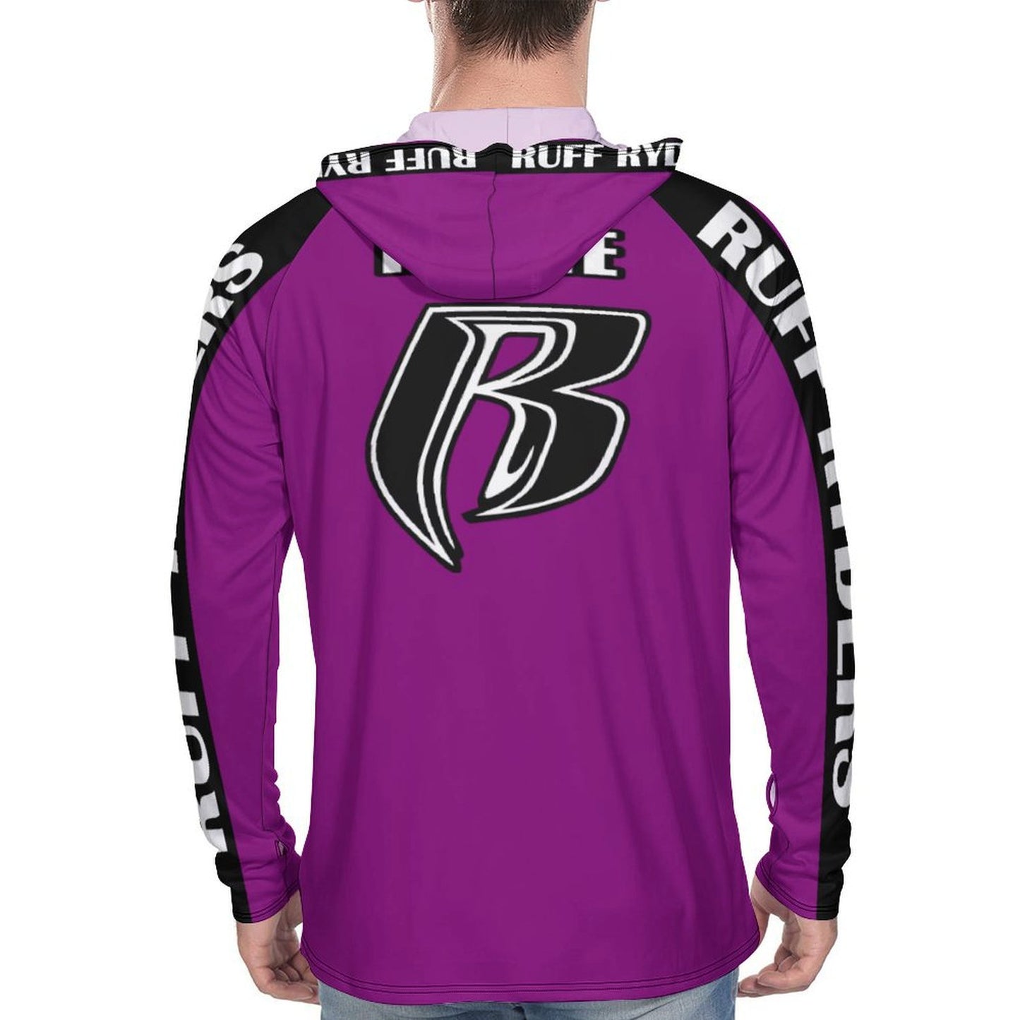 RR Long Sleeve Sun Protection Hoodie Purple - Add your name.