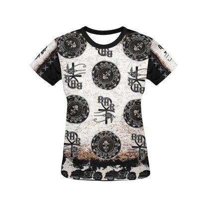 BHR Ladies T-Shirt Cream Bandana Blk Woman