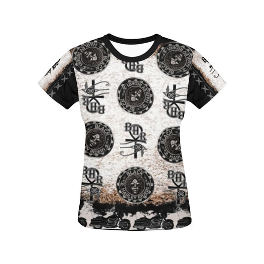 BHR Ladies T-Shirt Cream Bandana Blk Woman