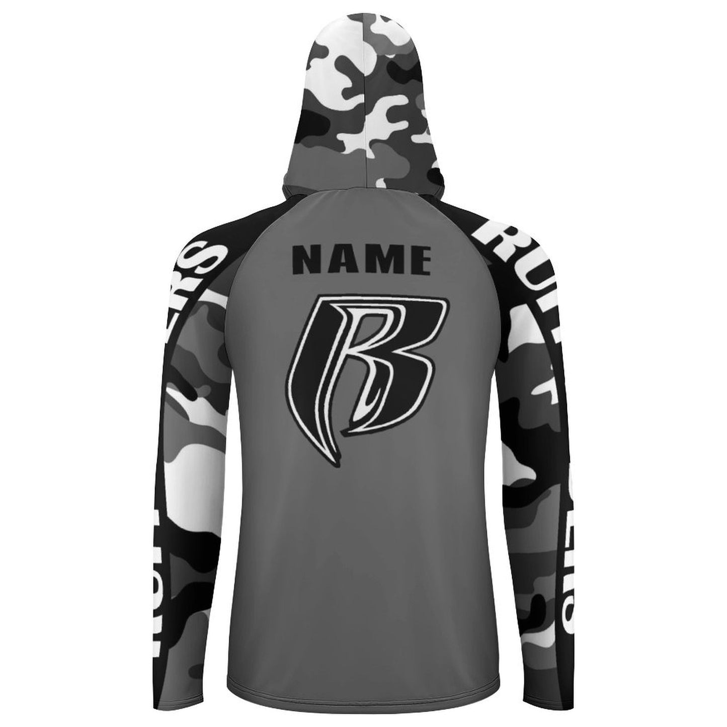 RR Long Sleeve Sun Protection Hoodie Gry/Camo - Add your name.