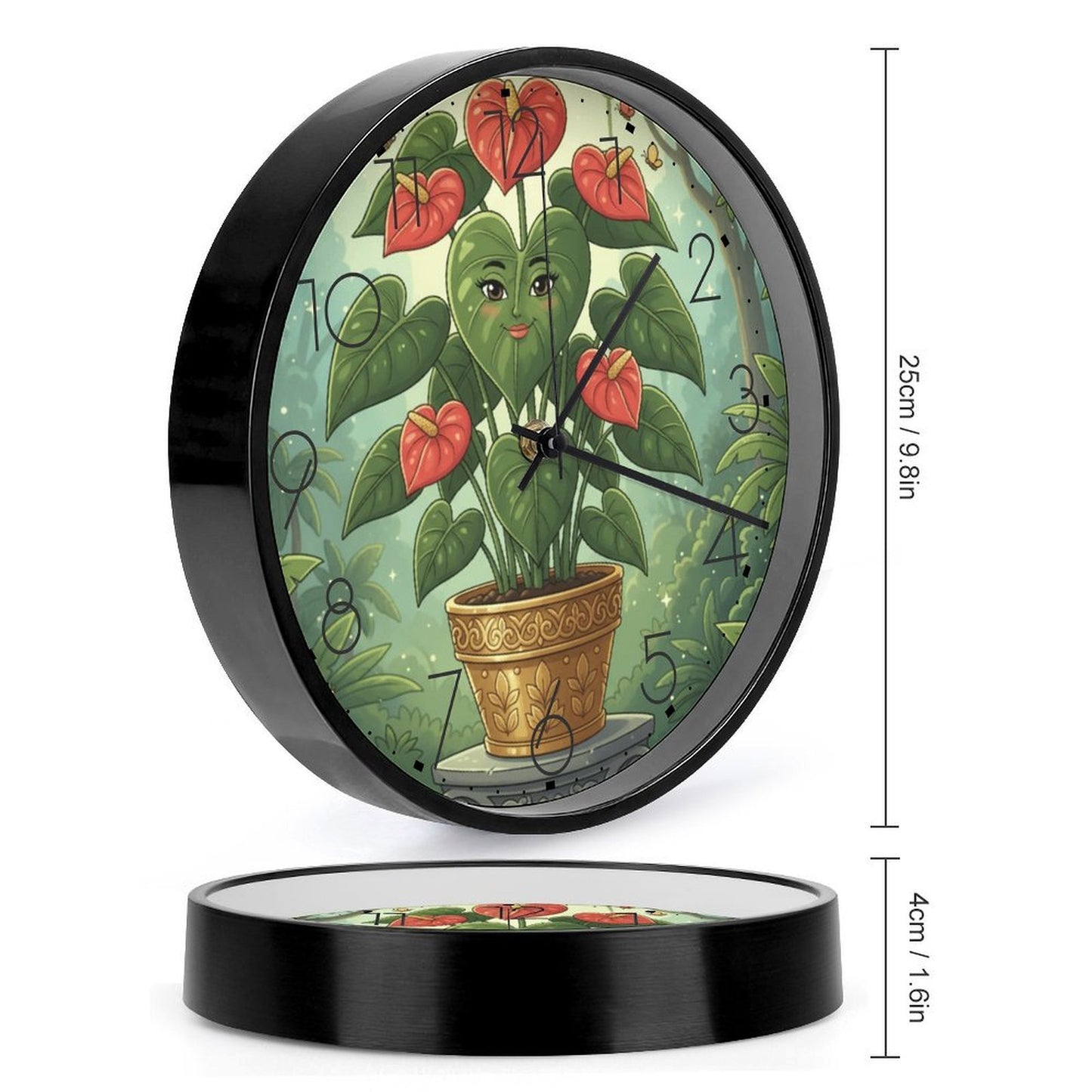 Plant Love 10x10 Wall Clock - Red Anthurium