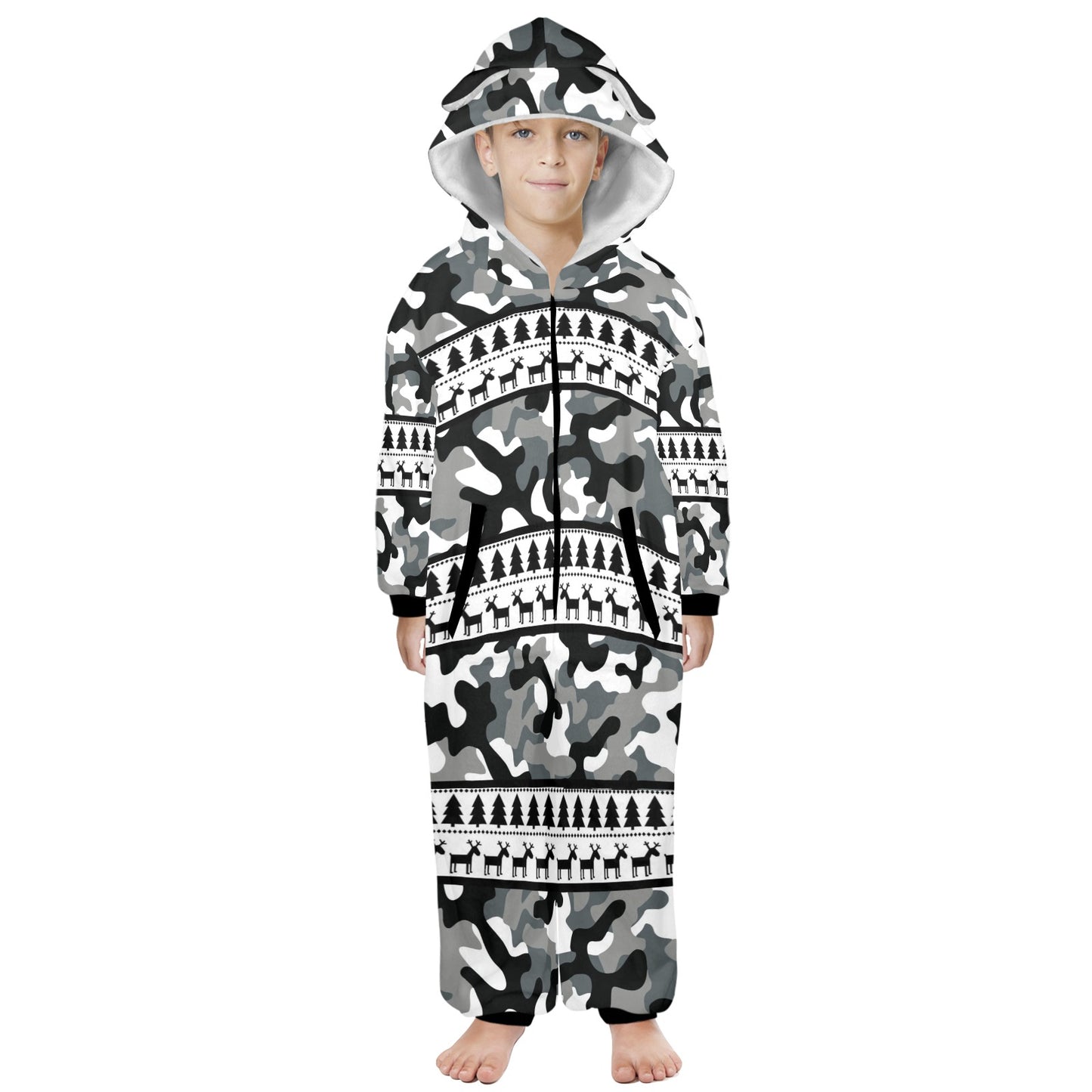 RR Christmas Onesie for Kids with Ears- Camo