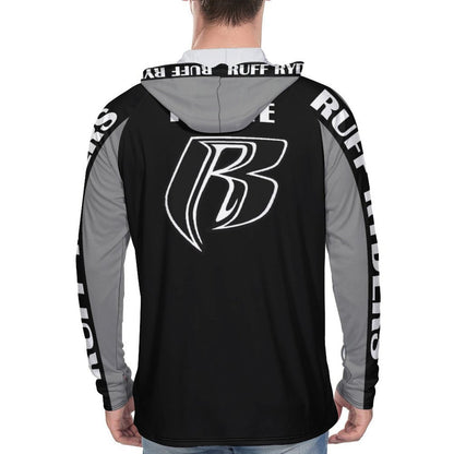 RR Long Sleeve Sun Protection Hoodie Blk/Gry - Add your name.