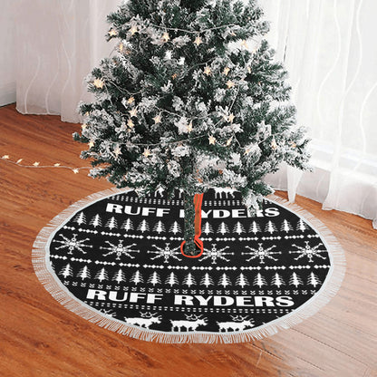 RR Christmas Thick Fringe Christmas Tree Skirt 48"x48" - Blk/Wht