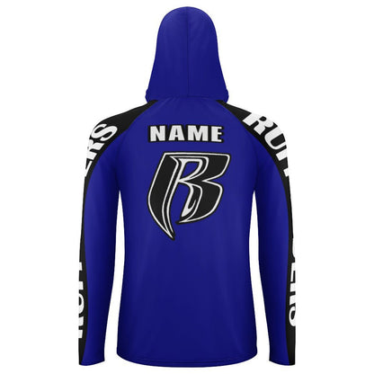 RR Long Sleeve Sun Protection Hoodie Royal - Add your name.