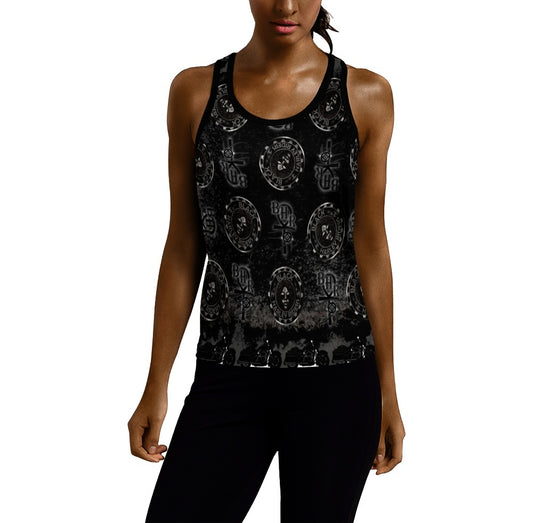 BHR Womens Racerback Tee Blk Bandana