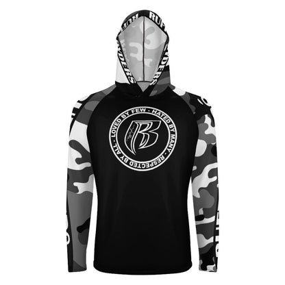 RR Long Sleeve Sun Protection Hoodie Blk/Camo - Add your name.