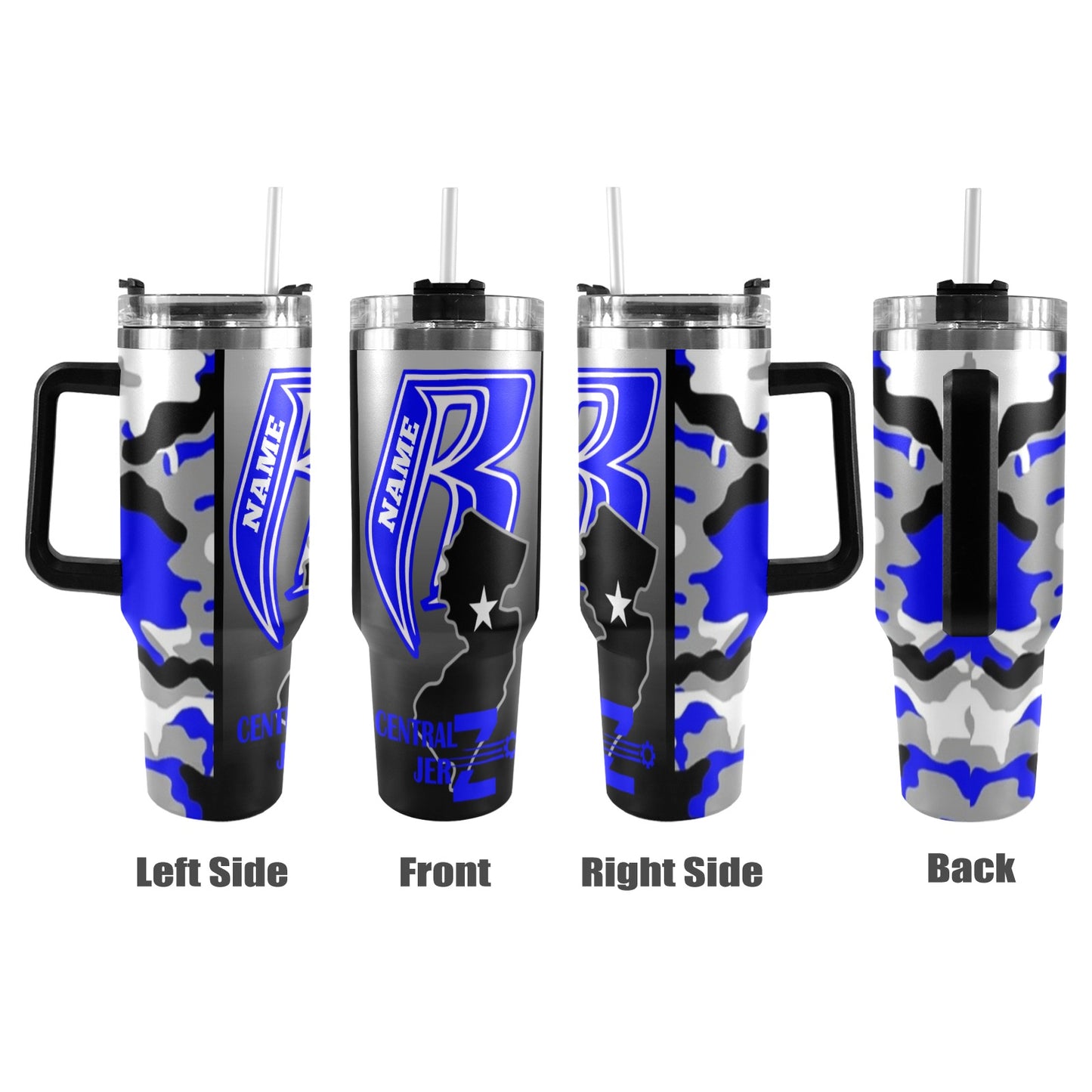 Central JerZ 40oz Stainless Steel Tumbler Blue Camo