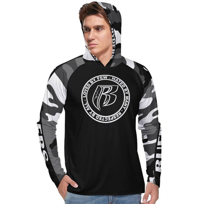RR Long Sleeve Sun Protection Hoodie Blk/Camo - Add your name.