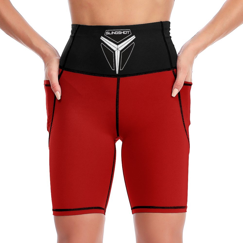 3>2 Womens Knee Length Butt Lifting Spandex Shorts Red