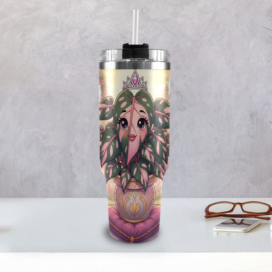 Plant Love Pink Princess Philodendron 40oz Stainless Steel Tumbler