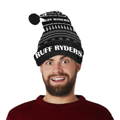 RR Christmas Flannel Santa Hat Blk Print