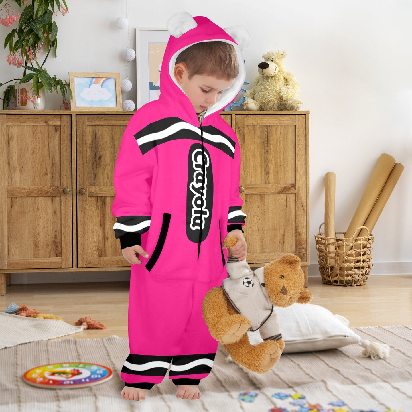 Kids Crayon Onesie Pink