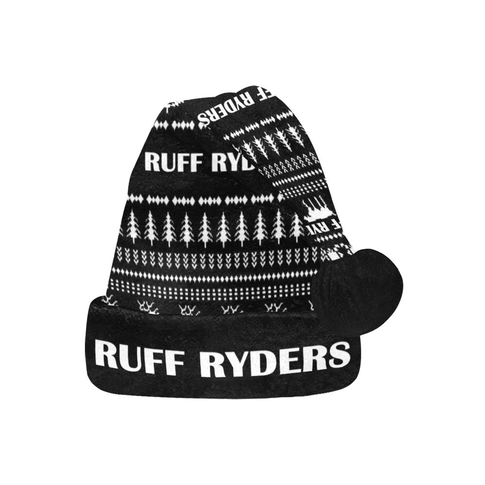 RR Christmas Flannel Santa Hat Blk Print