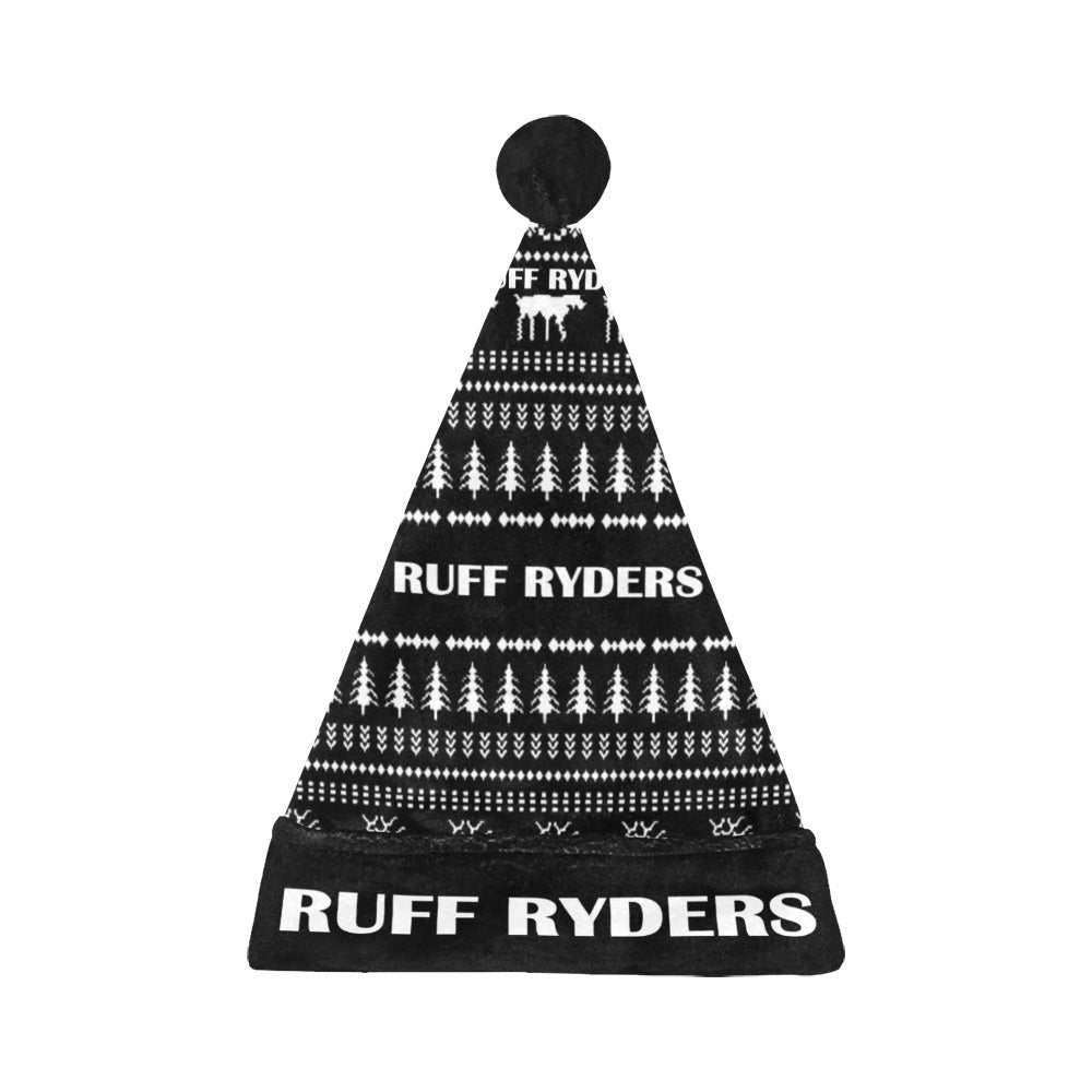 RR Christmas Flannel Santa Hat Blk Print