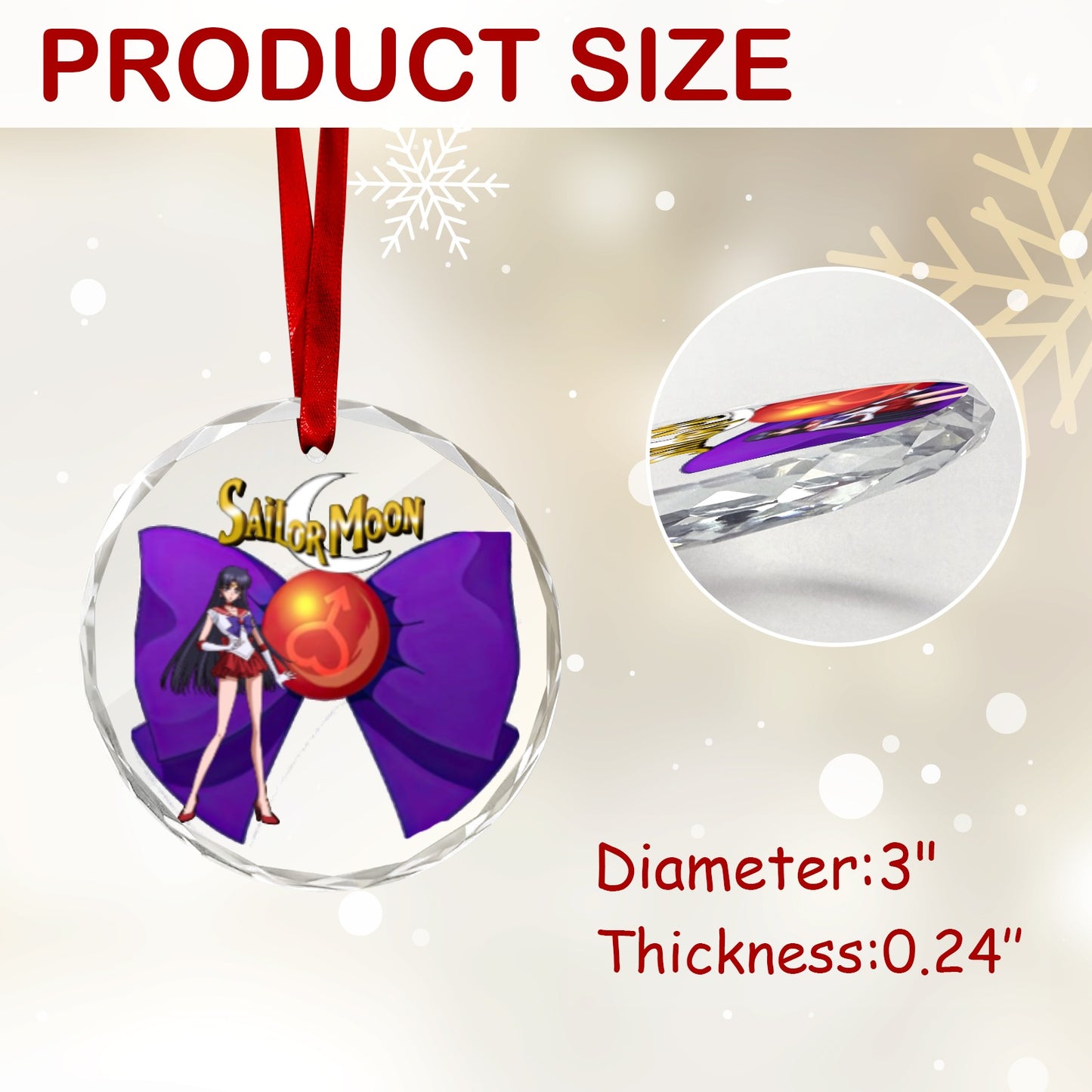 Sailor Moon Round Crystal Ornament - Sailor Mars