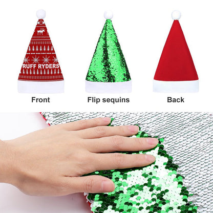 RR Christmas Color Changing Sequin Hat - Red/Wht Snowflake