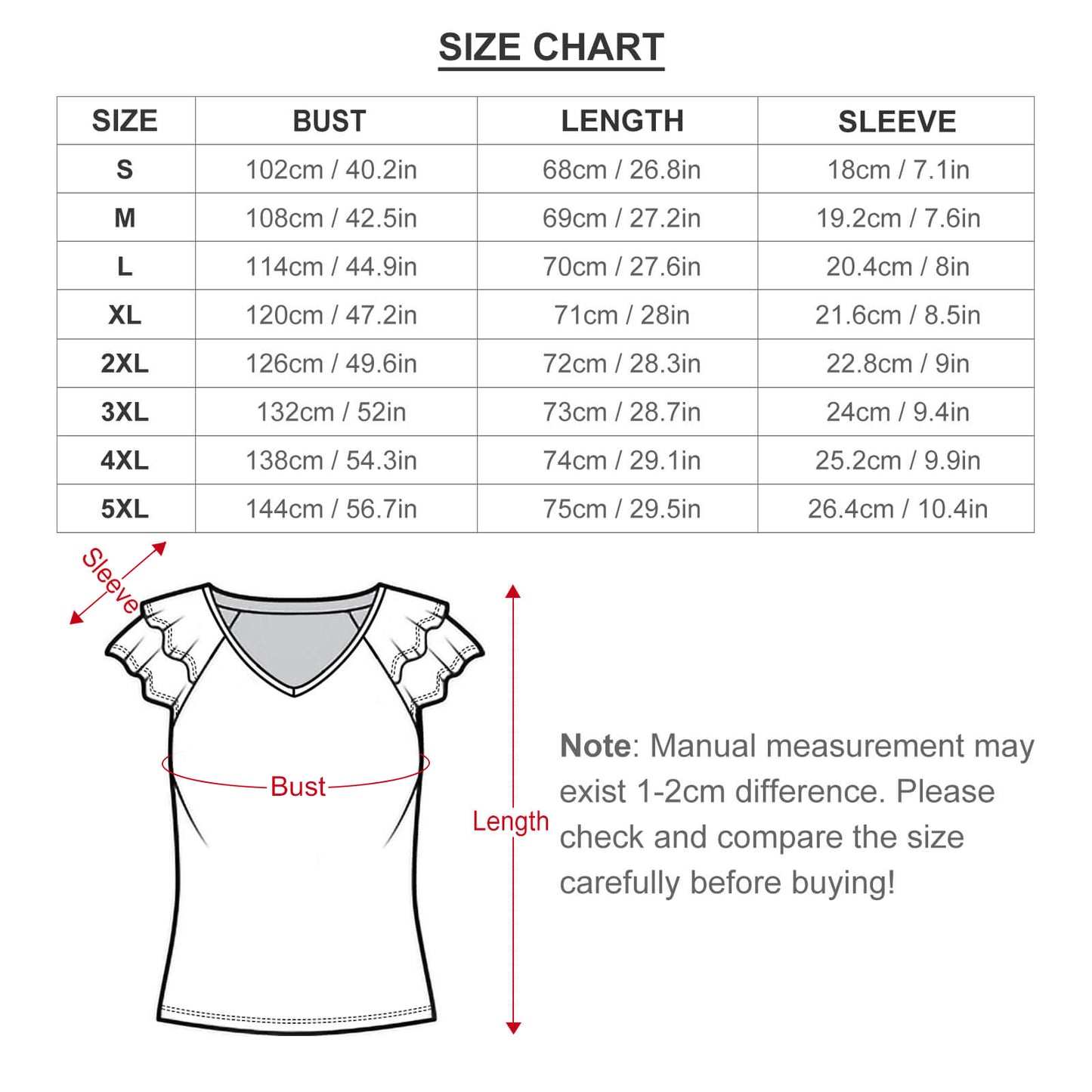 CMR Ruffle Sleeve V-Neck T-Shirt
