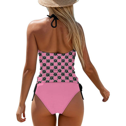 RR Two Piece Halter Swimsuit RR Coin Pink