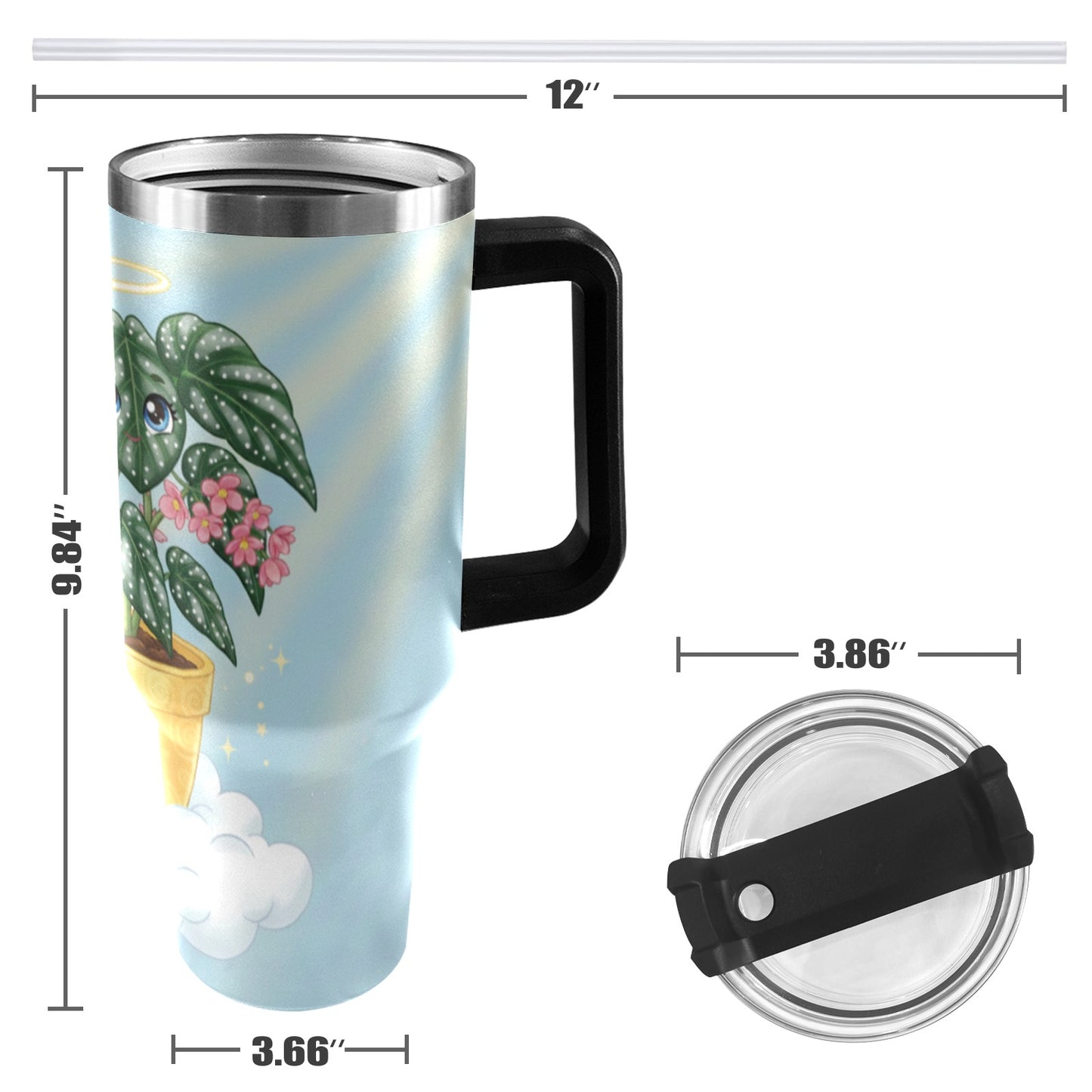Plant Love Angel Wing Begonia 40oz Stainless Steel Tumbler