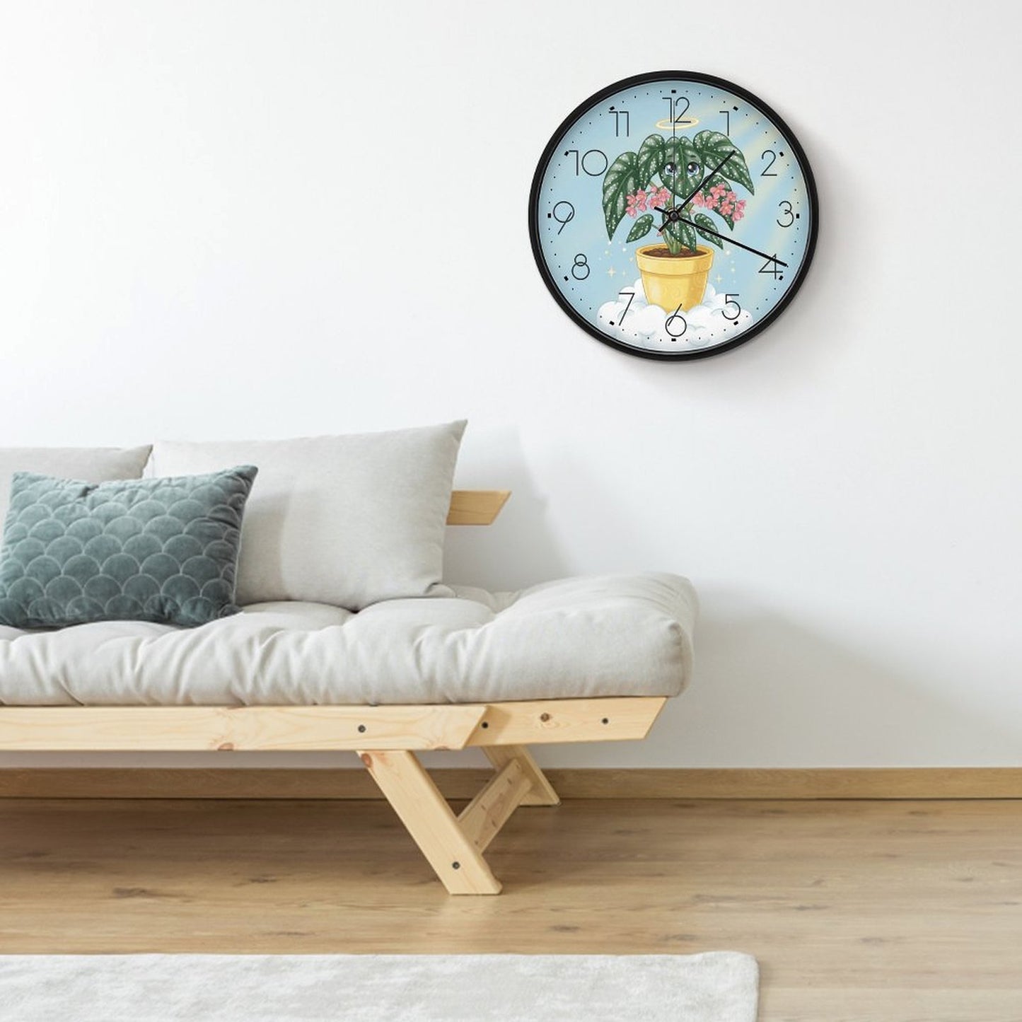 Plant Love 10x10 Wall Clock - Angel Wing Begonia
