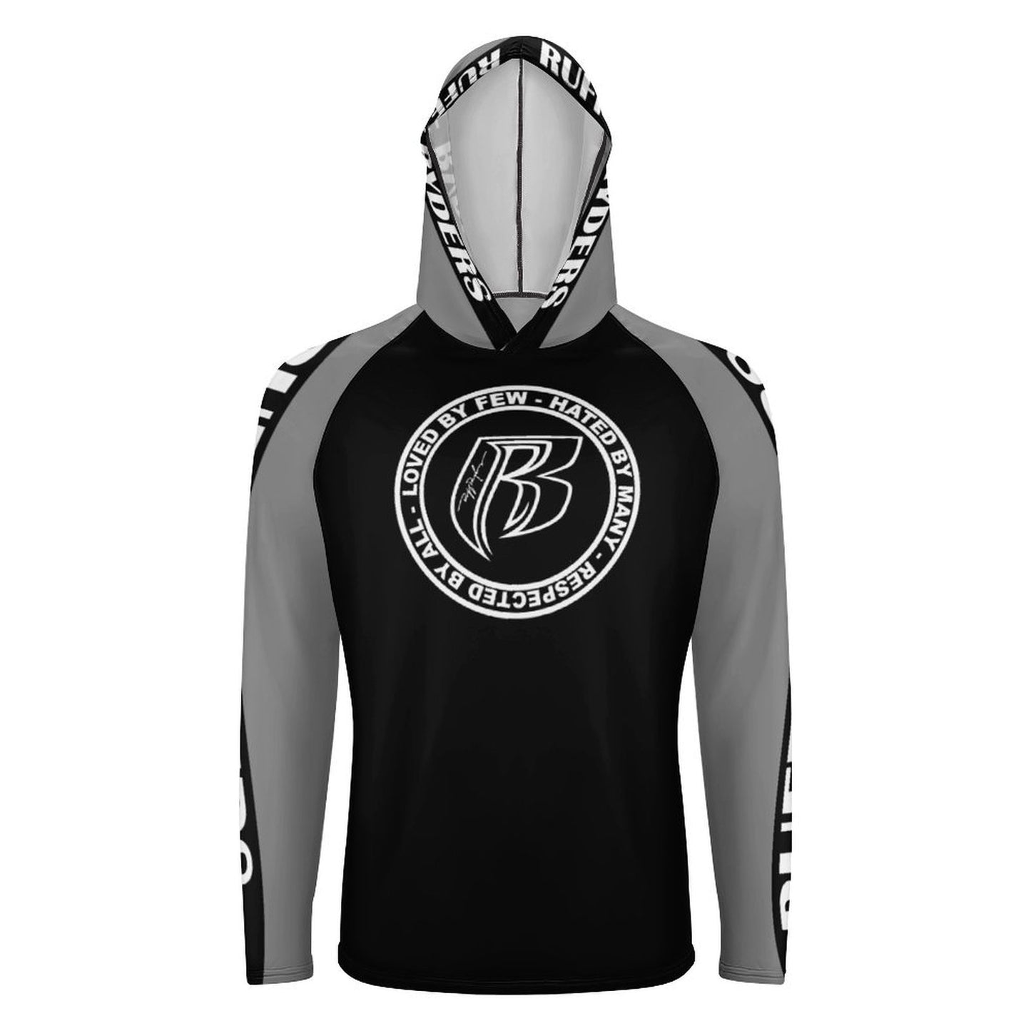 RR Long Sleeve Sun Protection Hoodie Blk/Gry - Add your name.