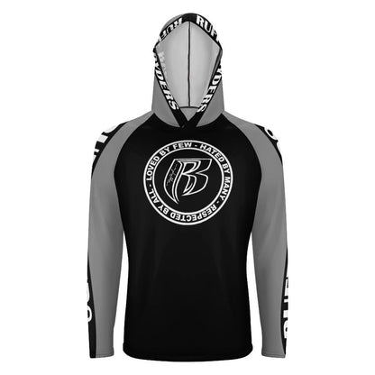 RR Long Sleeve Sun Protection Hoodie Blk/Gry - Add your name.