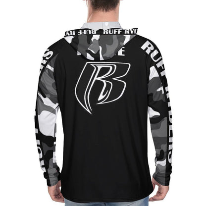 RR Long Sleeve Sun Protection Hoodie Blk/Camo - Add your name.