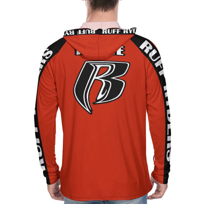 RR Long Sleeve Sun Protection Hoodie Red - Add your name.