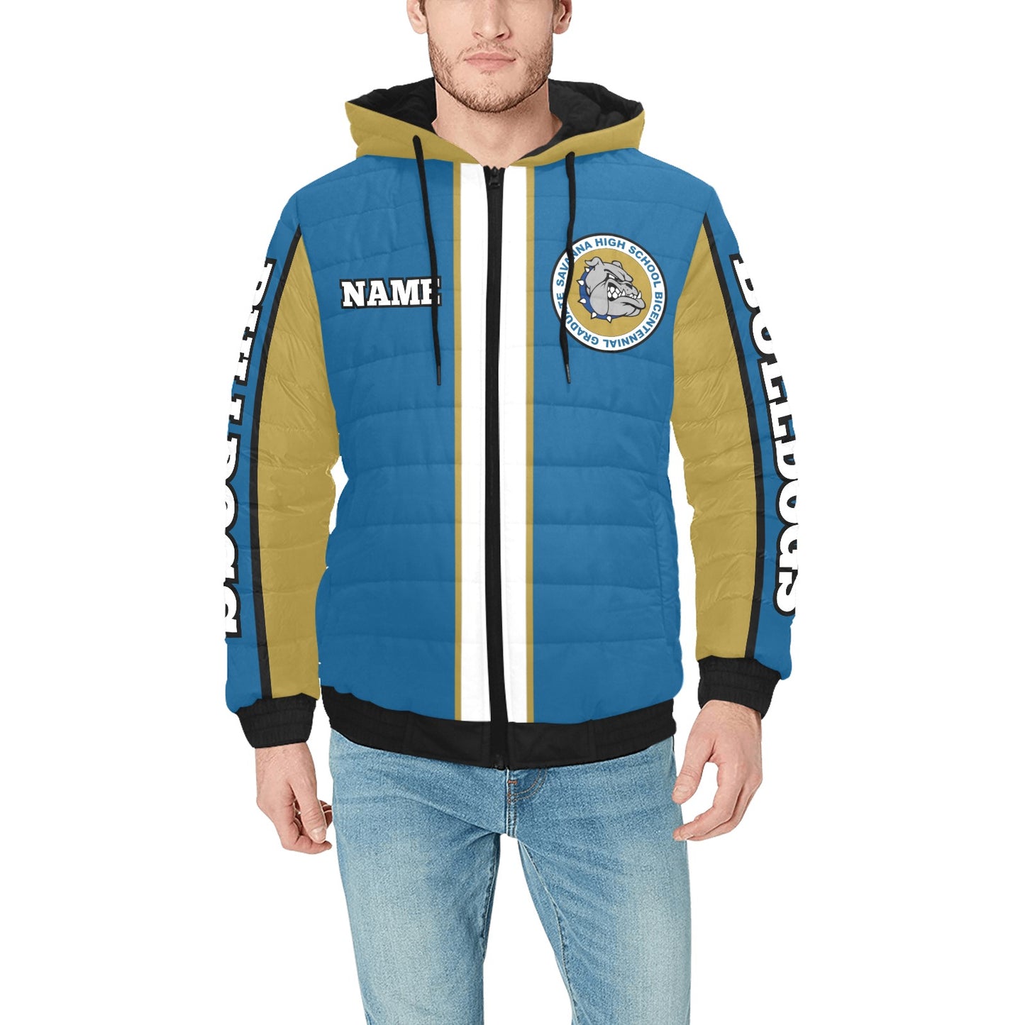 Savannah Bulldogs Lightweight Quilted Hooded Bomber Jacket