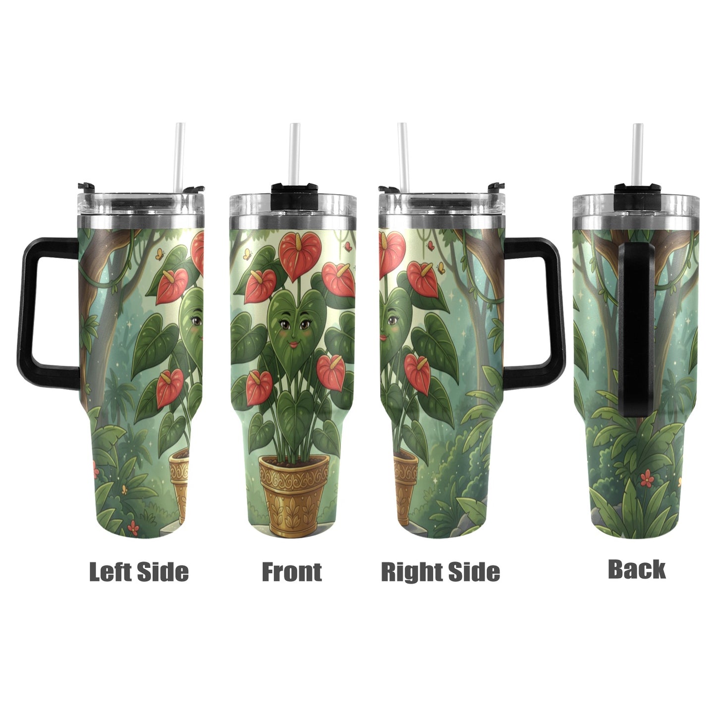 Plant Love Red Anthurium 40oz Stainless Steel Tumbler