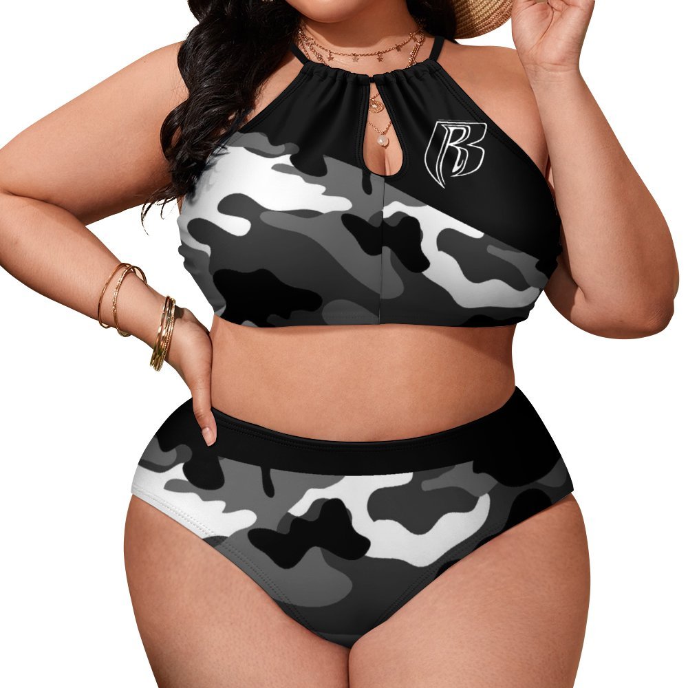 RR Camo Diagonal Two-piece Plus Sized Swimsuit