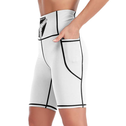 3>2 Womens Knee Length Butt Lifting Spandex Shorts White