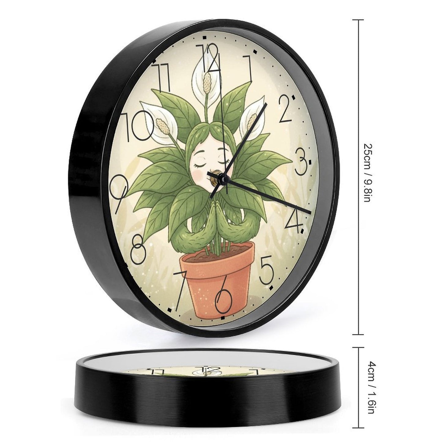 Plant Love 10x10 Wall Clock - Peace Lily