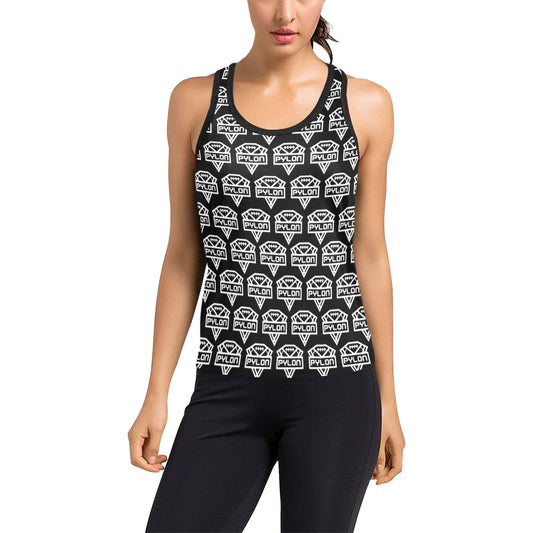 Pylon Women's Racerback Tank Blk Pylon Print