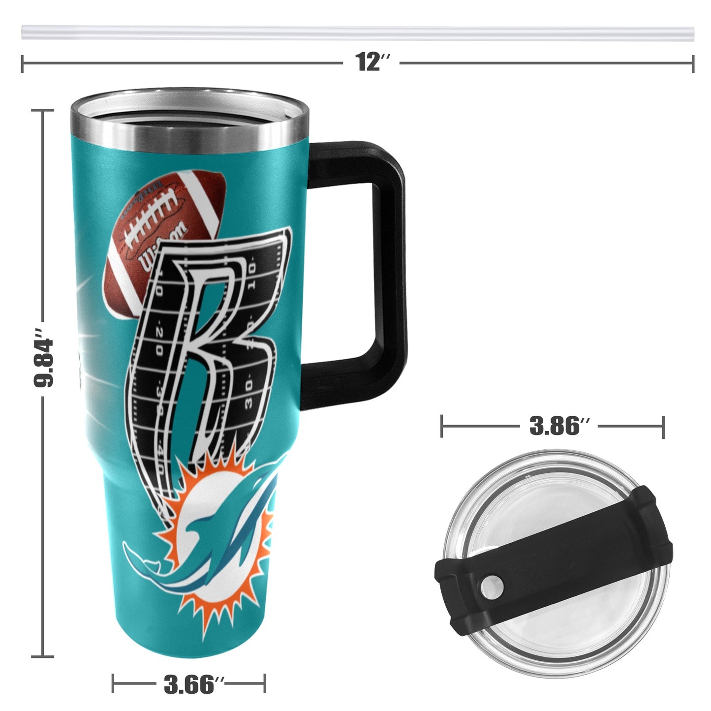 RR DOLPHINS 40OZ STAINLESS STEEL TUMBLER 2025