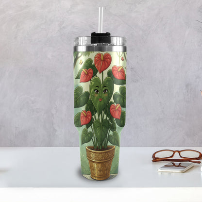 Plant Love Red Anthurium 40oz Stainless Steel Tumbler