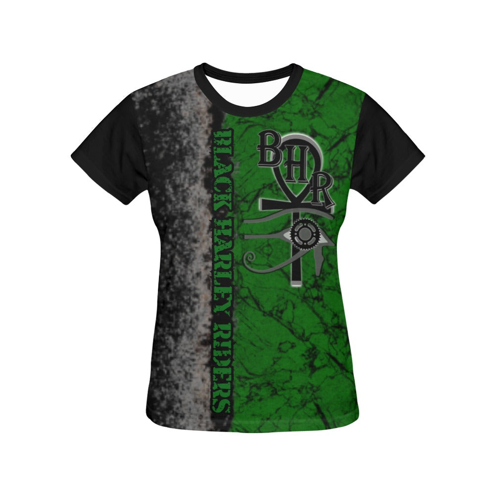 BHR Saint Patricks Day All Over Print Womens Tee Green Stonewash